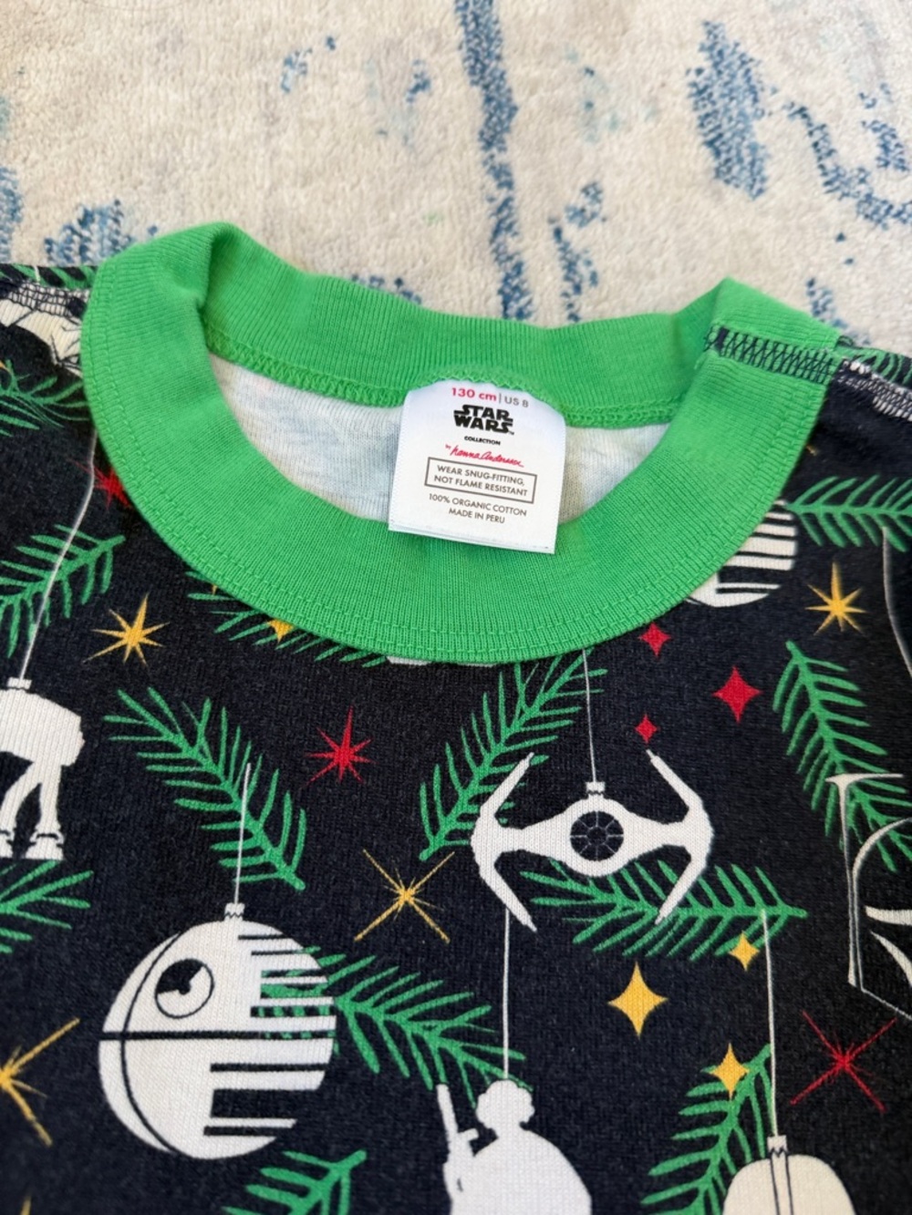 Star Wars Navy, Green & White Kids Pajama Set with Character Ornaments - Picture 2 of 6